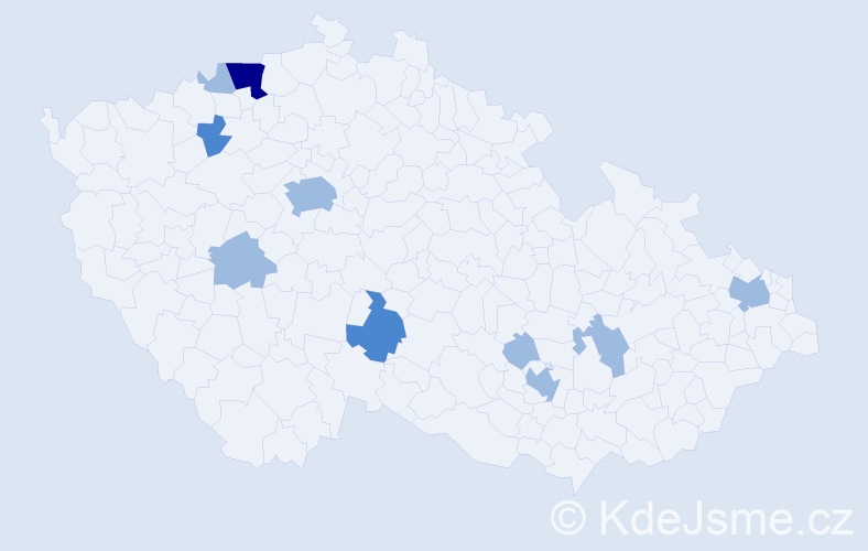 Příjmení: 'Hindra', počet výskytů 15 v celé ČR