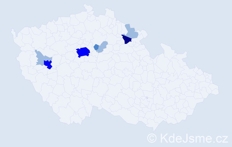 Příjmení: 'Klikoš', počet výskytů 15 v celé ČR
