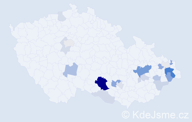 Příjmení: 'Škarabela', počet výskytů 49 v celé ČR