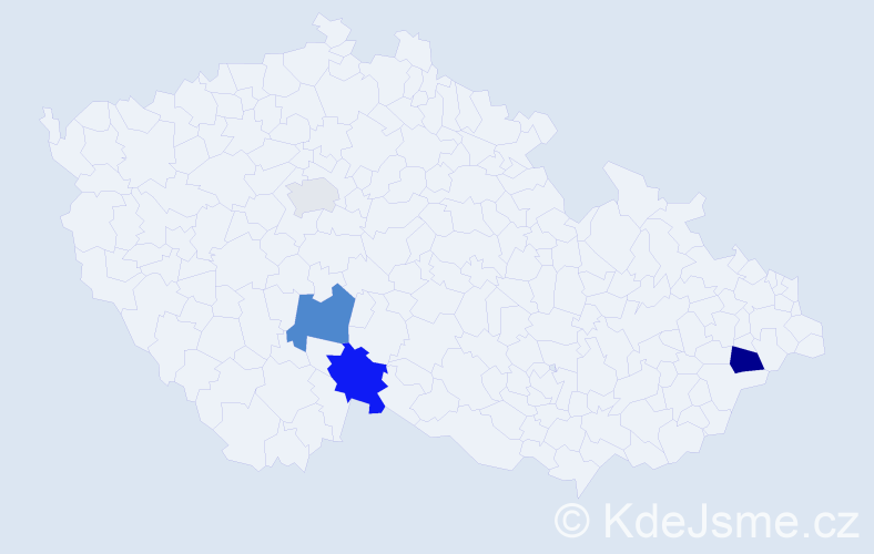 Příjmení: 'Loudin', počet výskytů 7 v celé ČR