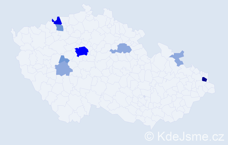 Příjmení: 'Kunik', počet výskytů 22 v celé ČR