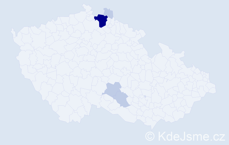 Příjmení: 'Cverčko', počet výskytů 13 v celé ČR