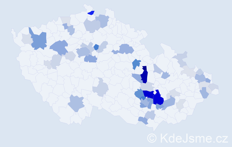Příjmení: 'Pásková', počet výskytů 163 v celé ČR