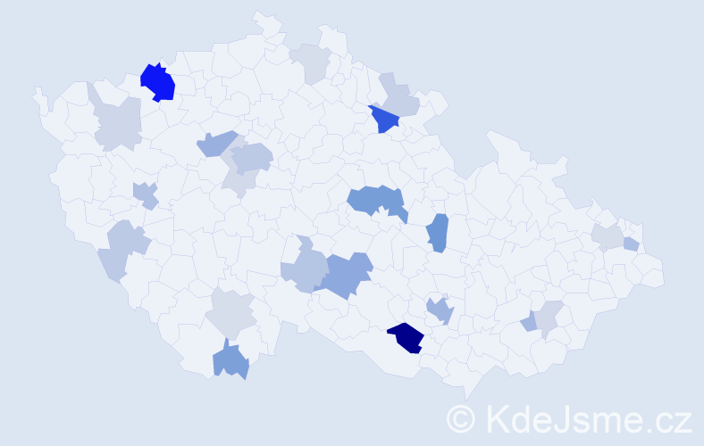 Příjmení: 'Chlebeček', počet výskytů 66 v celé ČR