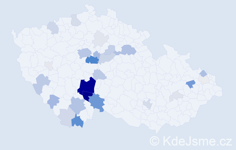 Příjmení: 'Broukal', počet výskytů 117 v celé ČR