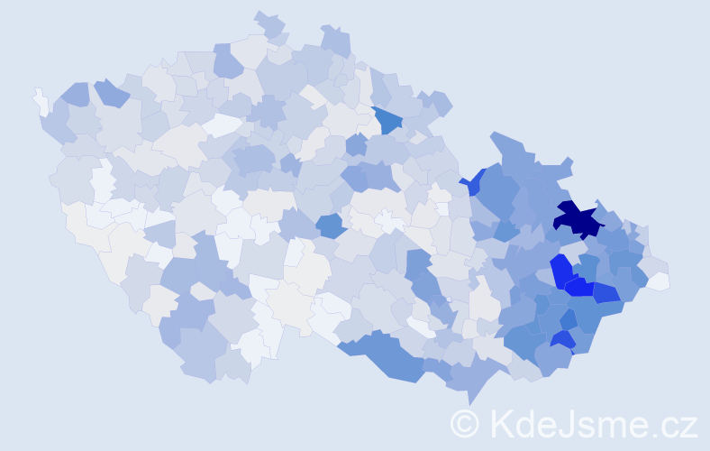 Příjmení: 'Pavelková', počet výskytů 4087 v celé ČR