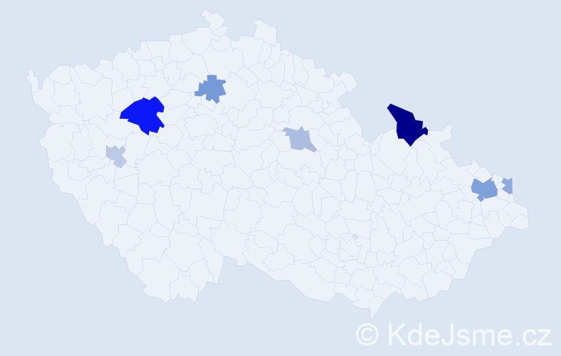 Příjmení: 'Kisel', počet výskytů 14 v celé ČR