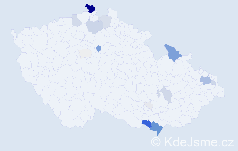 Příjmení: 'Kolompár', počet výskytů 27 v celé ČR