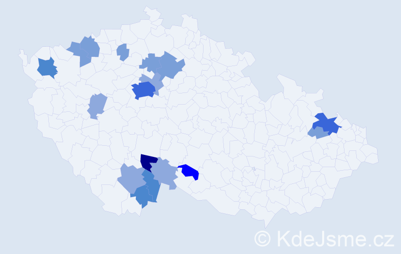 Příjmení: 'Hrošková', počet výskytů 45 v celé ČR