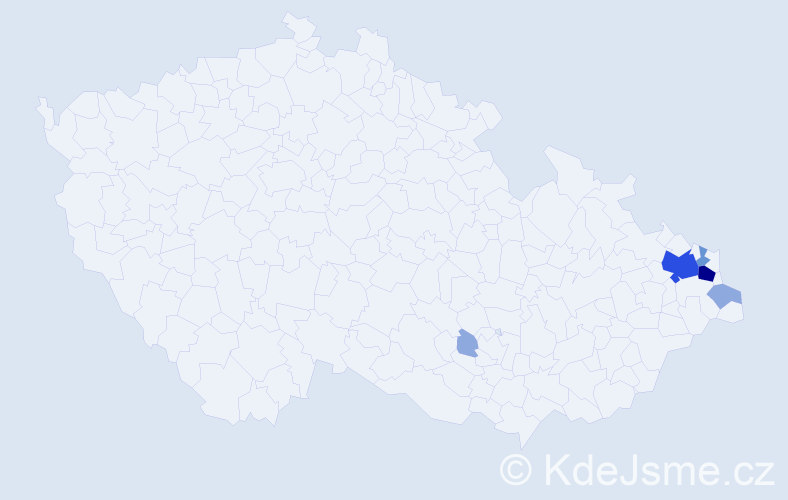 Příjmení: 'Putek', počet výskytů 18 v celé ČR
