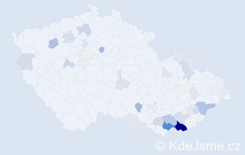Příjmení: 'Mikésková', počet výskytů 128 v celé ČR