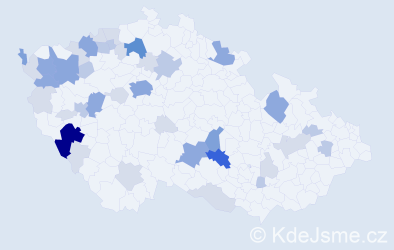 Příjmení: 'Peksa', počet výskytů 109 v celé ČR