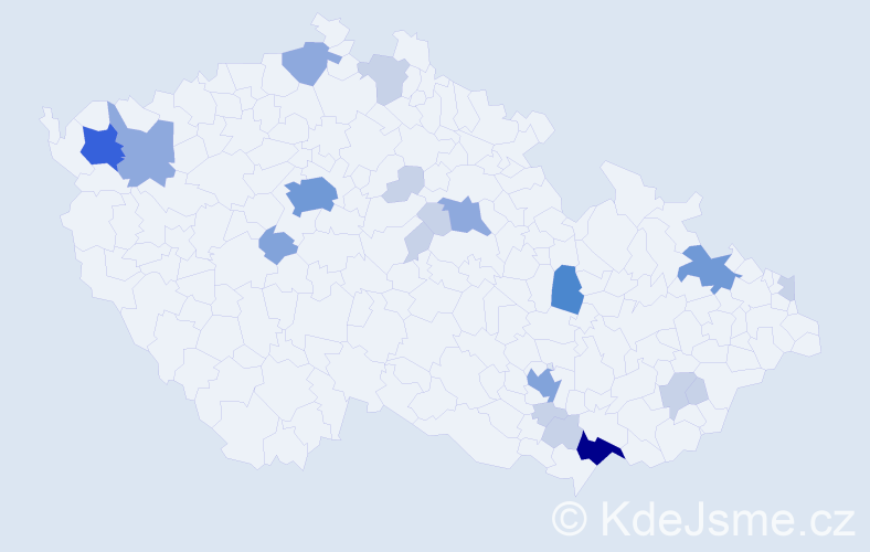 Příjmení: 'Čepilová', počet výskytů 54 v celé ČR