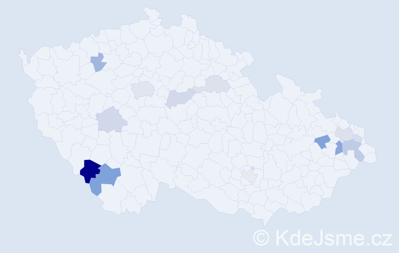 Příjmení: 'Kerekeš', počet výskytů 24 v celé ČR