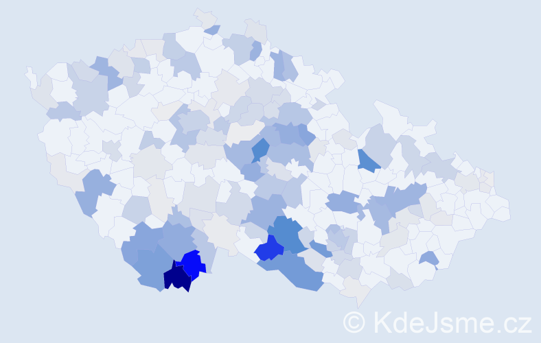Příjmení: 'Papoušek', počet výskytů 630 v celé ČR