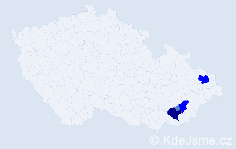 Příjmení: 'Brucháčková', počet výskytů 8 v celé ČR