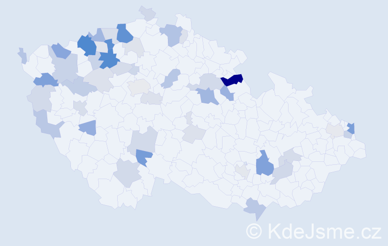 Příjmení: 'Tamáš', počet výskytů 152 v celé ČR