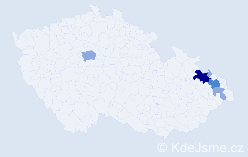 Příjmení: 'Uvirová', počet výskytů 12 v celé ČR