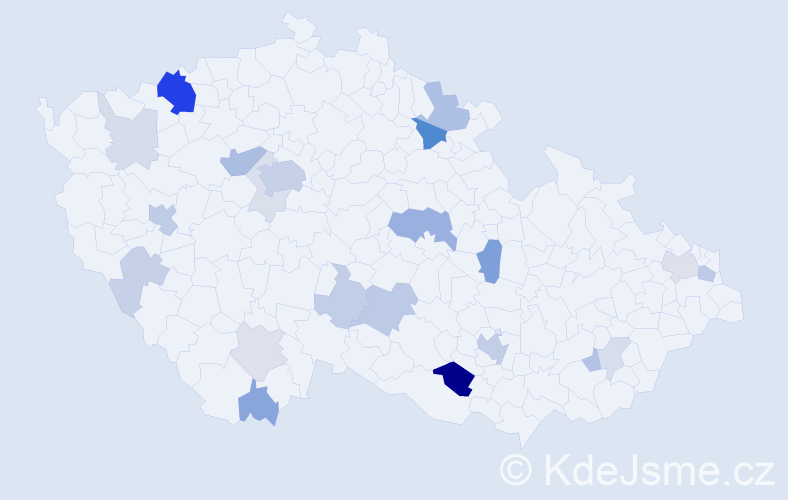 Příjmení: 'Chlebeček', počet výskytů 64 v celé ČR