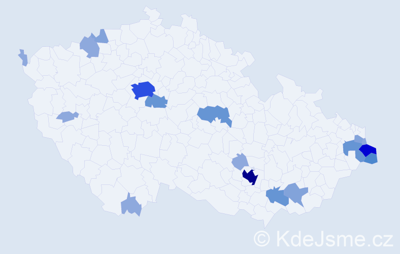 Příjmení: 'Padyšák', počet výskytů 48 v celé ČR