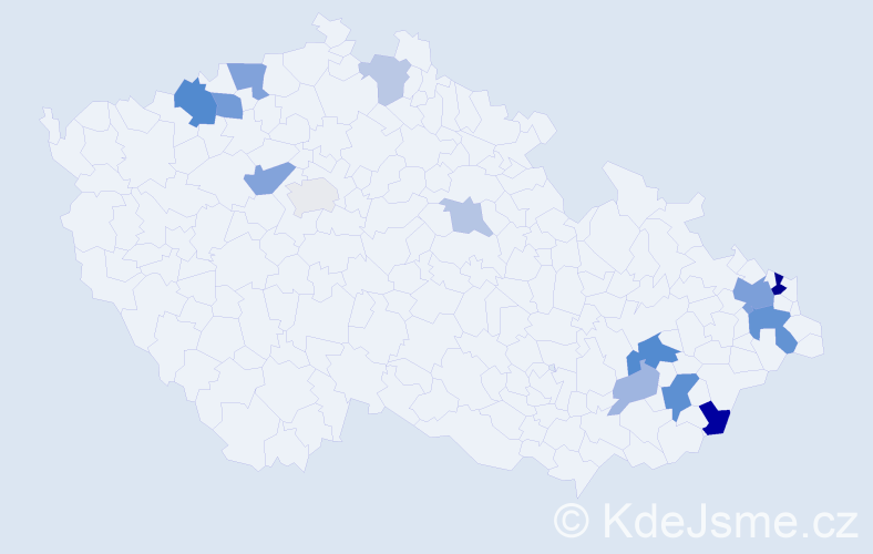Příjmení: 'Dvorščáková', počet výskytů 33 v celé ČR