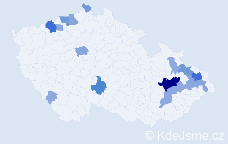 Příjmení: 'Rajčan', počet výskytů 50 v celé ČR