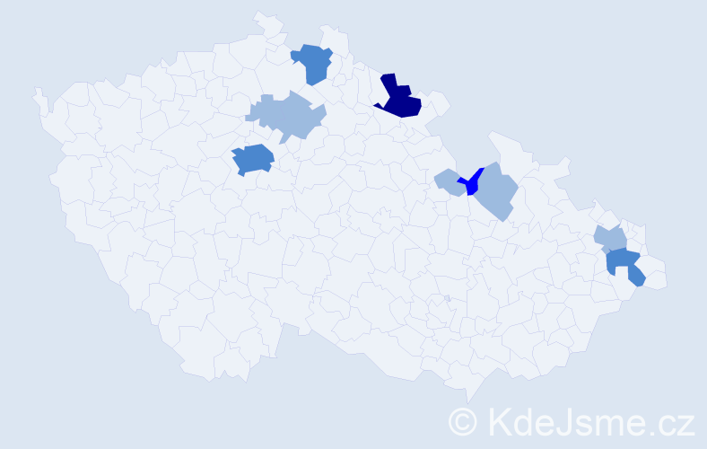 Příjmení: 'Pacanová', počet výskytů 18 v celé ČR