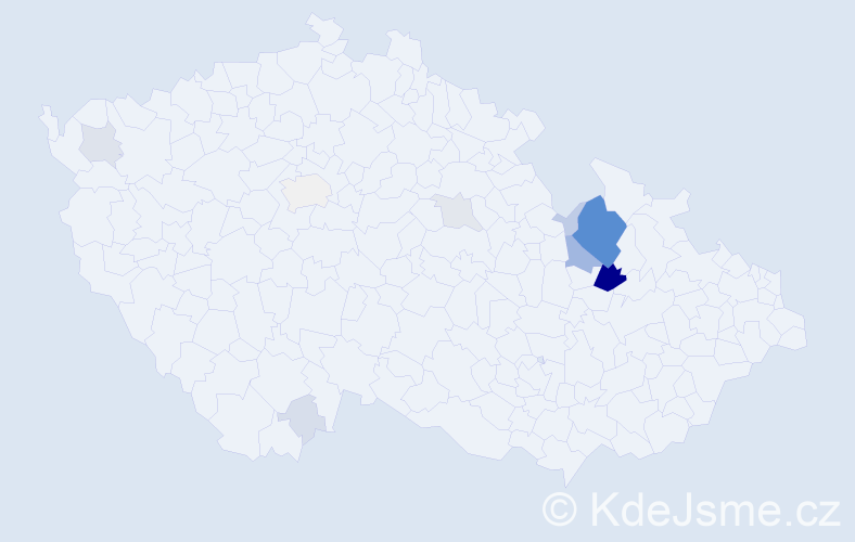 Příjmení: 'Kotraš', počet výskytů 74 v celé ČR