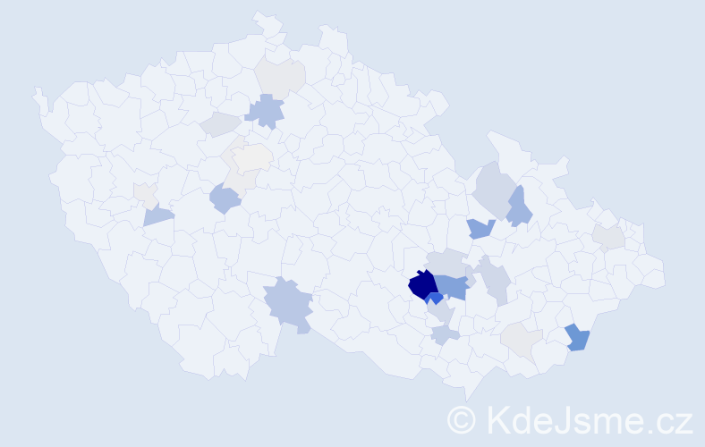 Příjmení: 'Kašparec', počet výskytů 95 v celé ČR