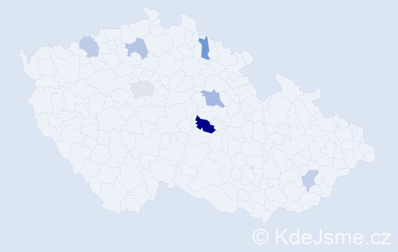 Příjmení: 'Pavala', počet výskytů 12 v celé ČR
