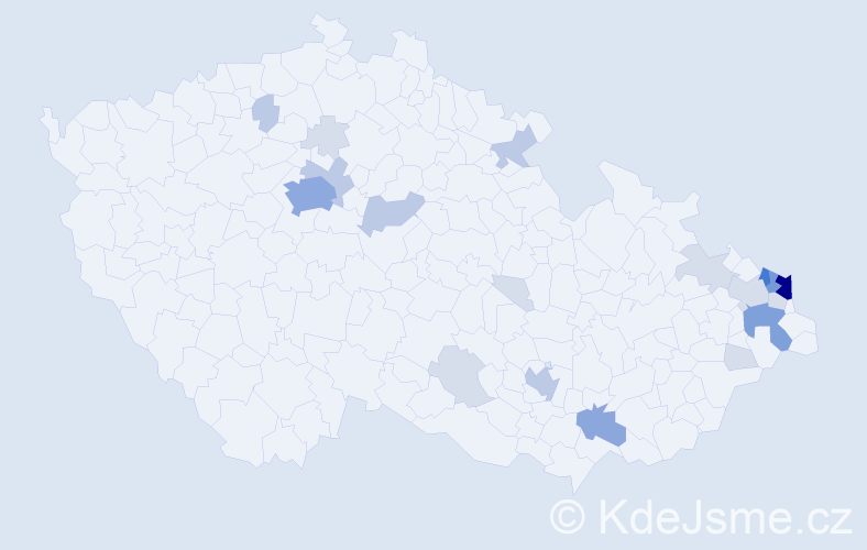 Příjmení: 'Krůl', počet výskytů 64 v celé ČR