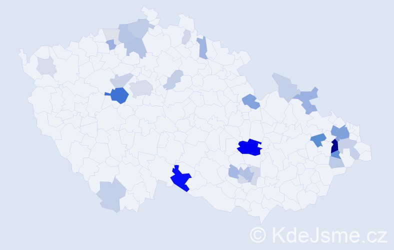 Příjmení: 'Libiš', počet výskytů 95 v celé ČR