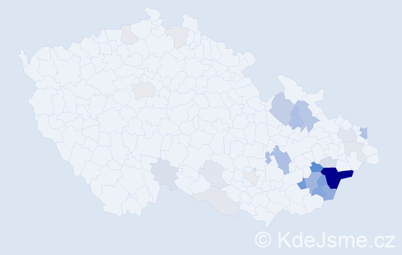 Příjmení: 'Františáková', počet výskytů 81 v celé ČR