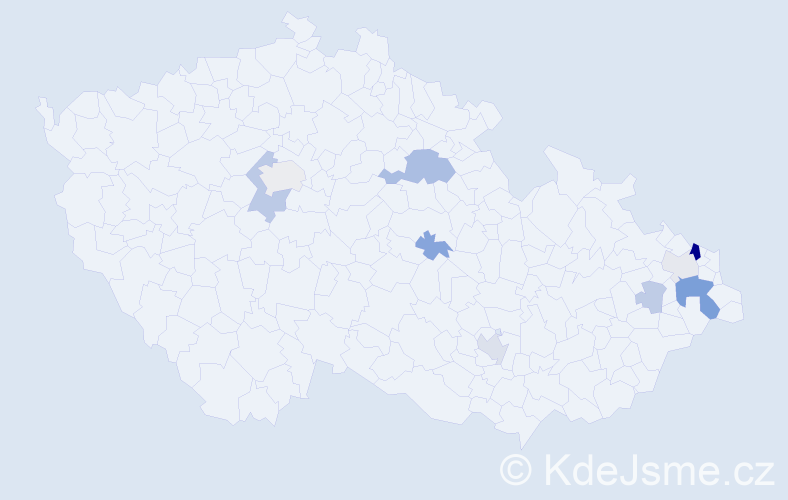 Příjmení: 'Zuščák', počet výskytů 23 v celé ČR