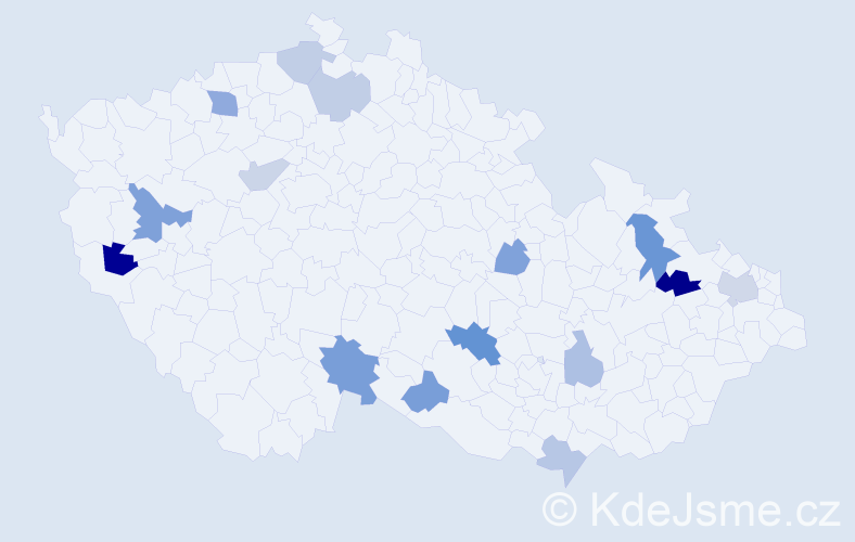 Příjmení: 'Molo', počet výskytů 23 v celé ČR