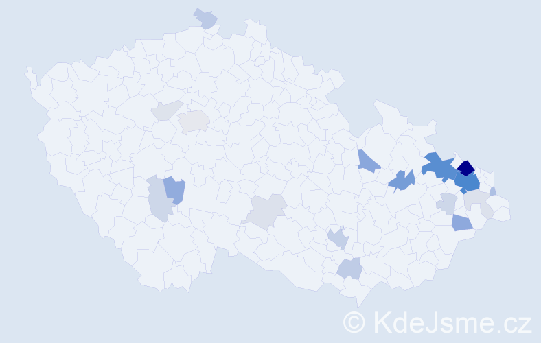Příjmení: 'Mikolajek', počet výskytů 74 v celé ČR