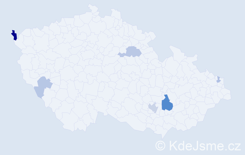 Příjmení: 'Kufčák', počet výskytů 14 v celé ČR