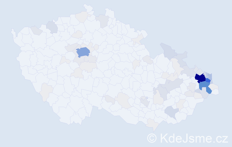 Příjmení: 'Kožušník', počet výskytů 351 v celé ČR