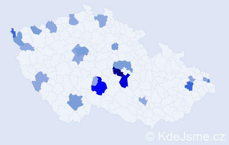 Příjmení: 'Říčanová', počet výskytů 51 v celé ČR