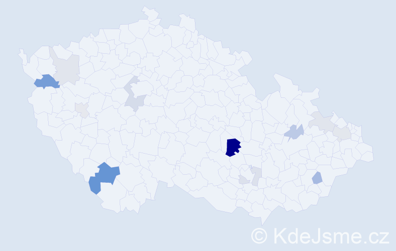 Příjmení: 'Pročka', počet výskytů 26 v celé ČR