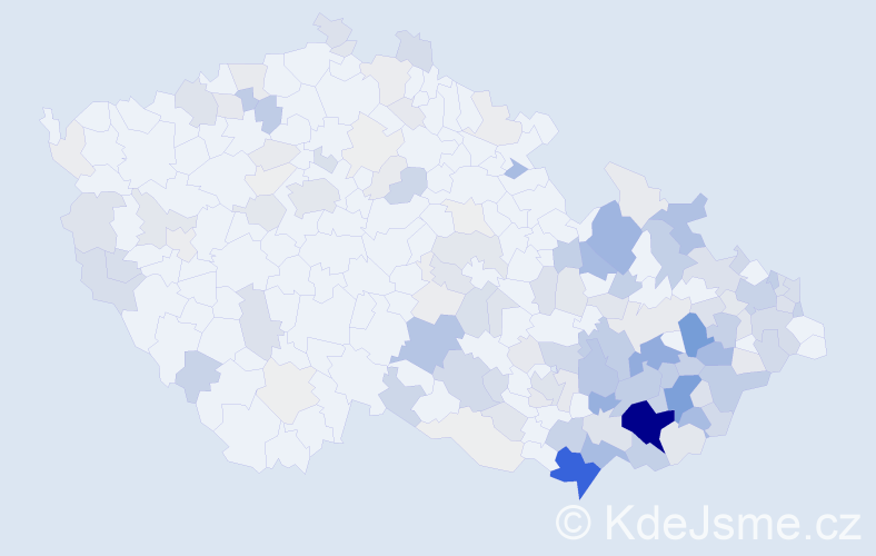 Příjmení: 'Bartošík', počet výskytů 574 v celé ČR