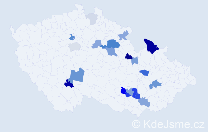 Příjmení: 'Píše', počet výskytů 68 v celé ČR