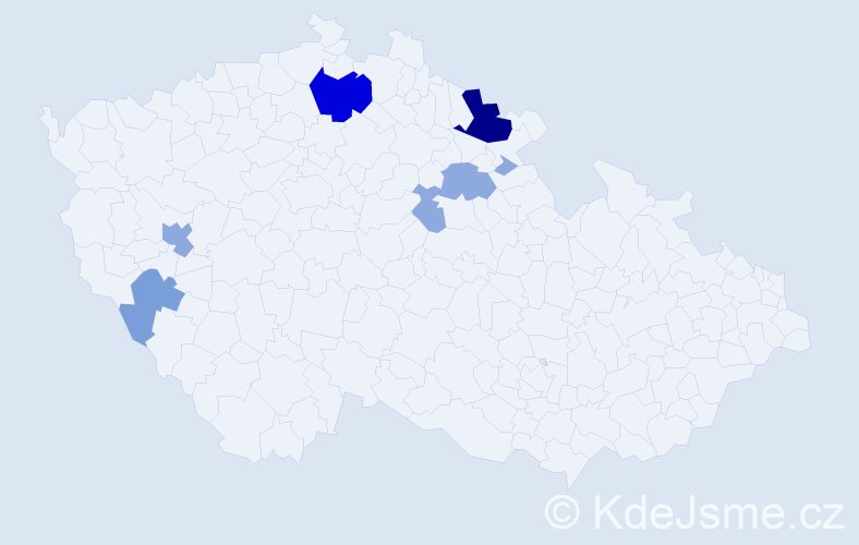Příjmení: 'Kurtinec', počet výskytů 19 v celé ČR