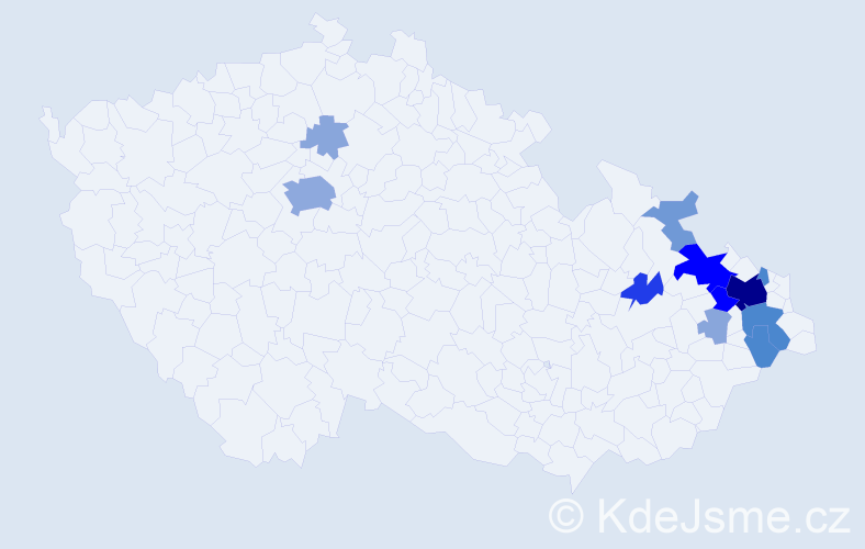 Příjmení: 'Vrablová', počet výskytů 49 v celé ČR