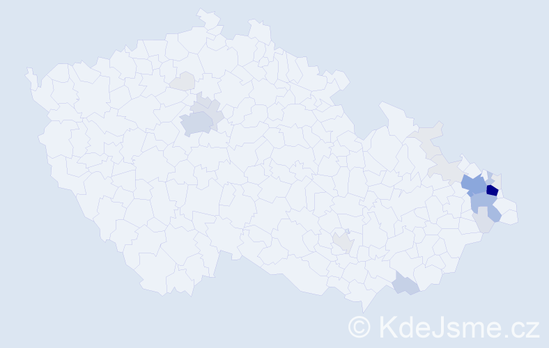 Příjmení: 'Slonka', počet výskytů 87 v celé ČR