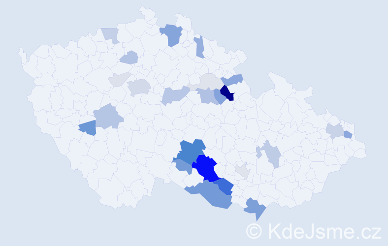 Příjmení: 'Kain', počet výskytů 87 v celé ČR