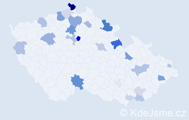 Příjmení: 'Kesler', počet výskytů 61 v celé ČR