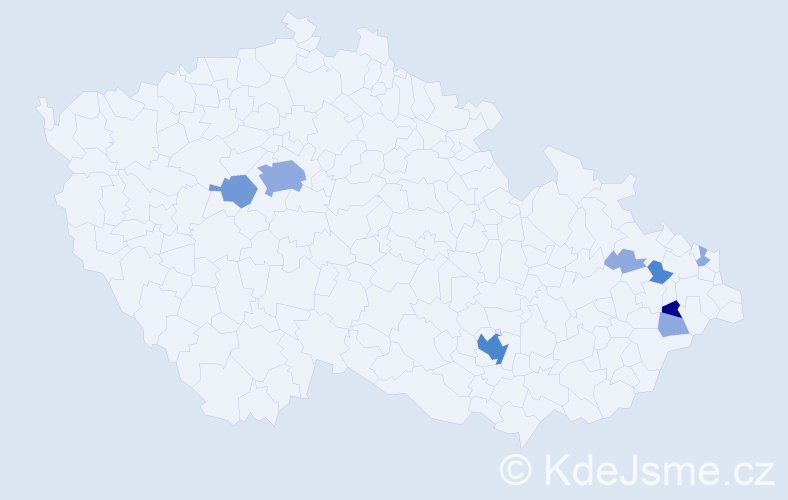 Příjmení: 'Urbásek', počet výskytů 18 v celé ČR