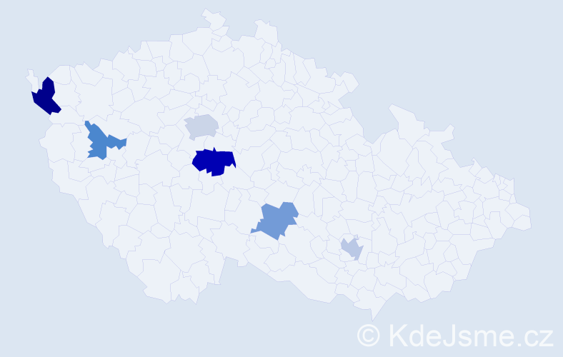 Příjmení: 'Botev', počet výskytů 9 v celé ČR