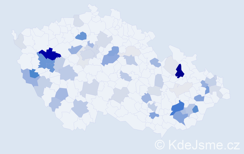 Příjmení: 'Chocholatá', počet výskytů 198 v celé ČR
